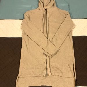 Waffle stitched hooded cardigan